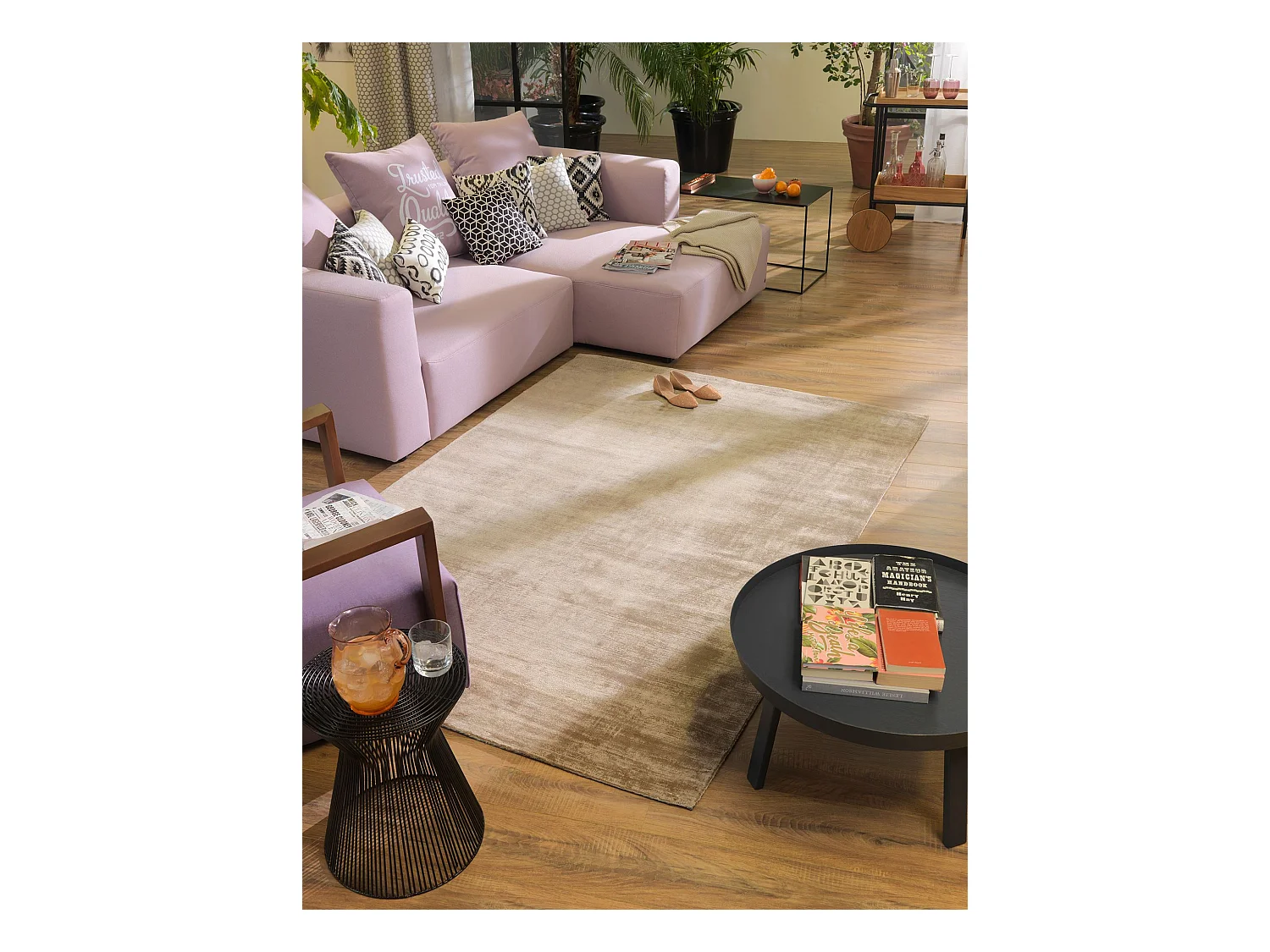 Tapis en viscose tissé à la main 250x350 cm marron clair Shine