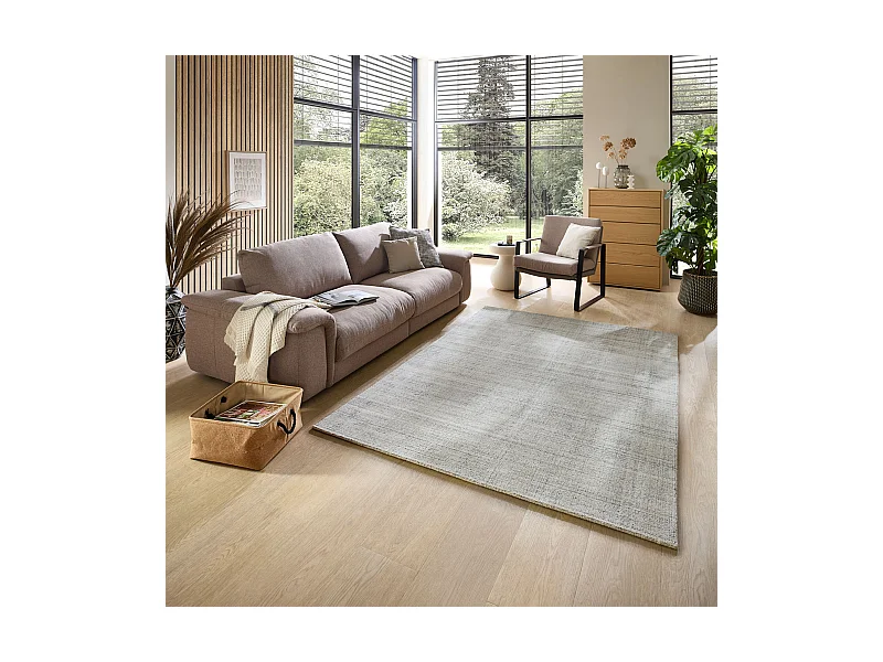 Hygge-Teppich aus Viskose und Wolle 140x200 cm Silber Boston