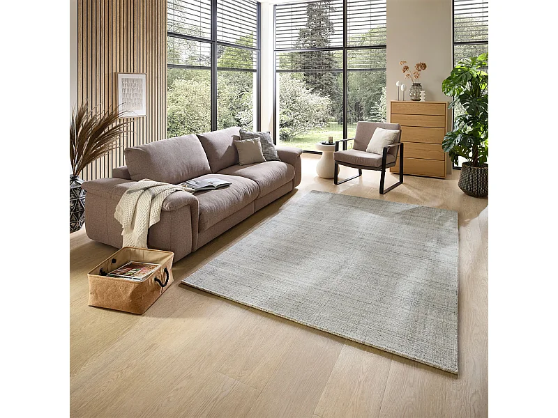 Hygge-Teppich aus Viskose und Wolle 140x200 cm Silber Boston