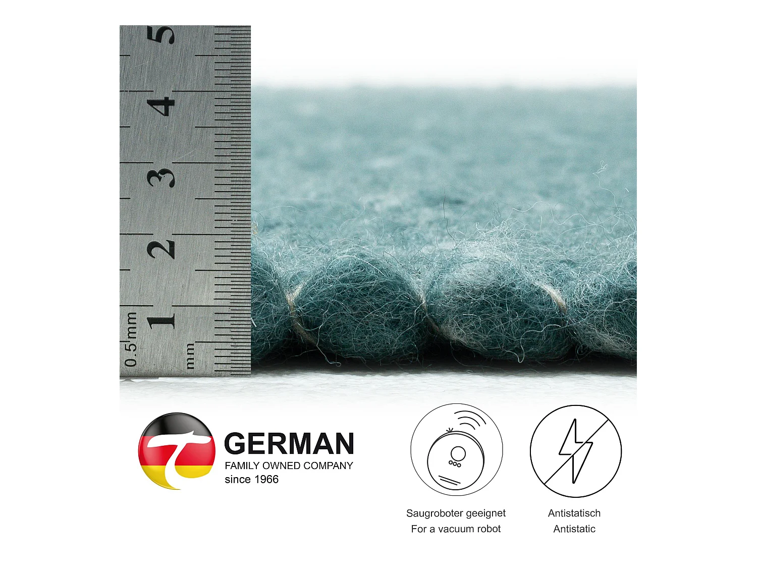 Tapis en laine réversible tissé à la main 120x180 cm pétrole Alpen