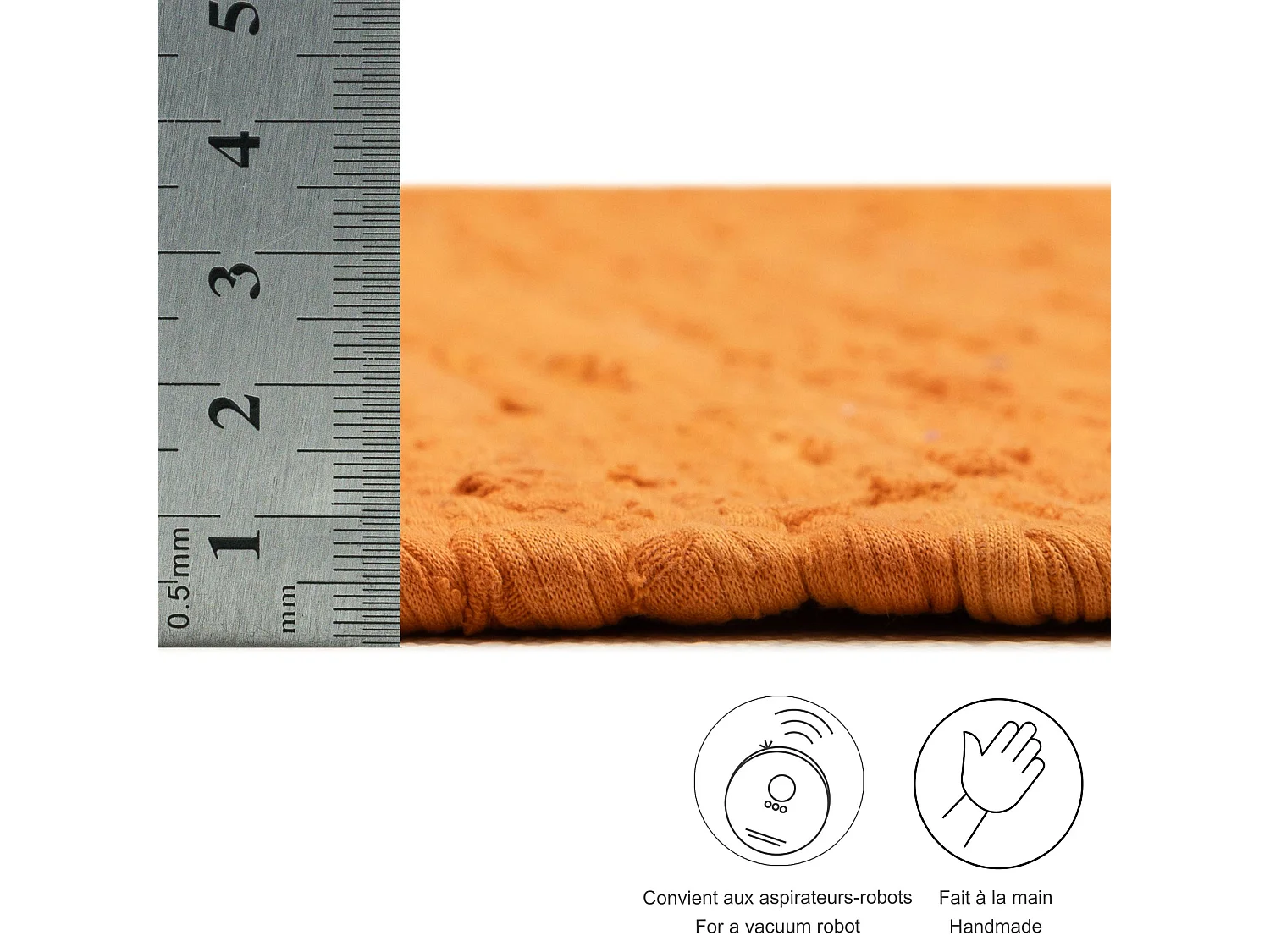 Tapis en coton tissé à la main et réversible 70x140 cm terra Happy Cotton