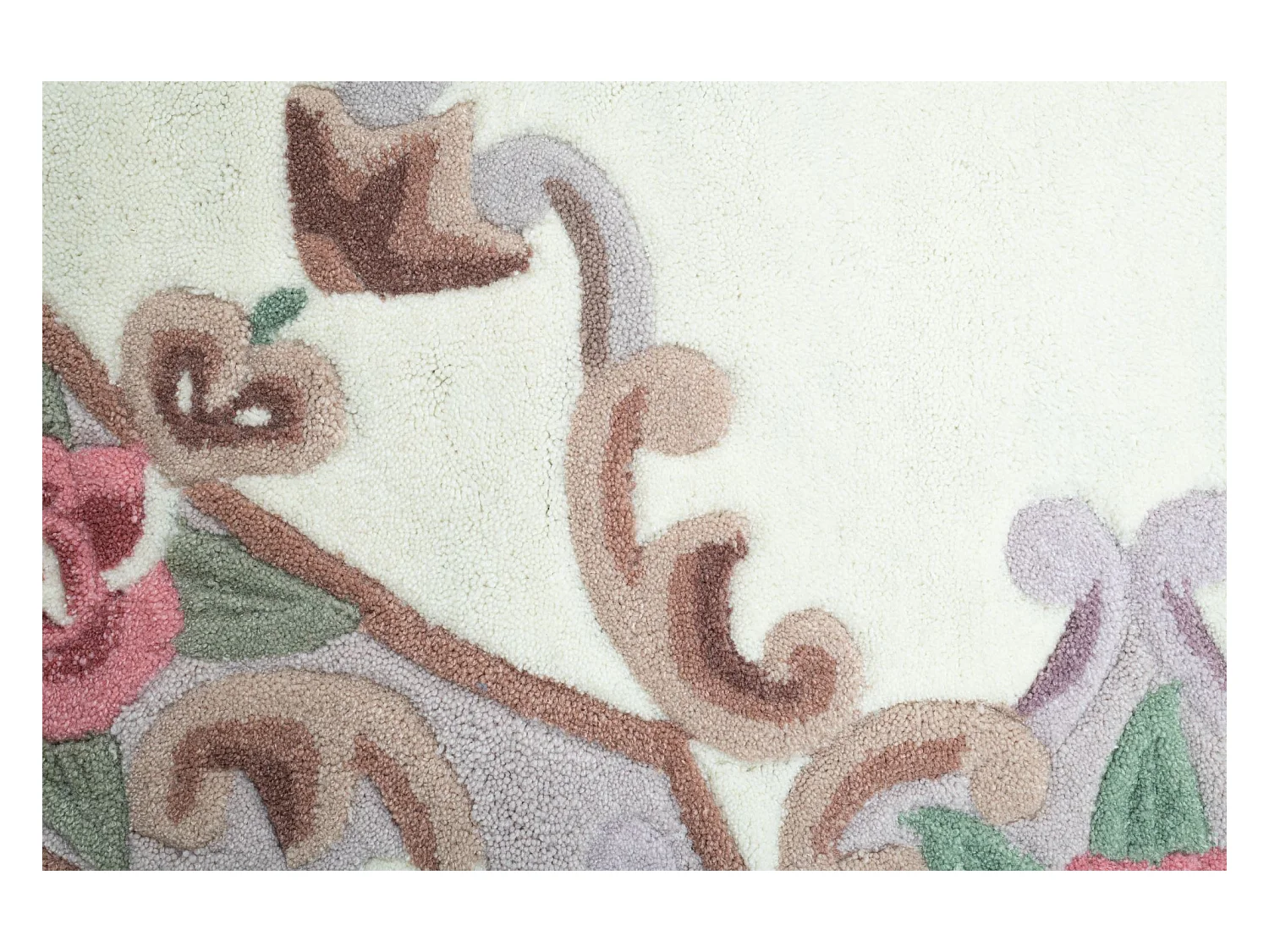 Tapis tufté à la main avec bordure, style Aubusson  150x150 cm beige Ming