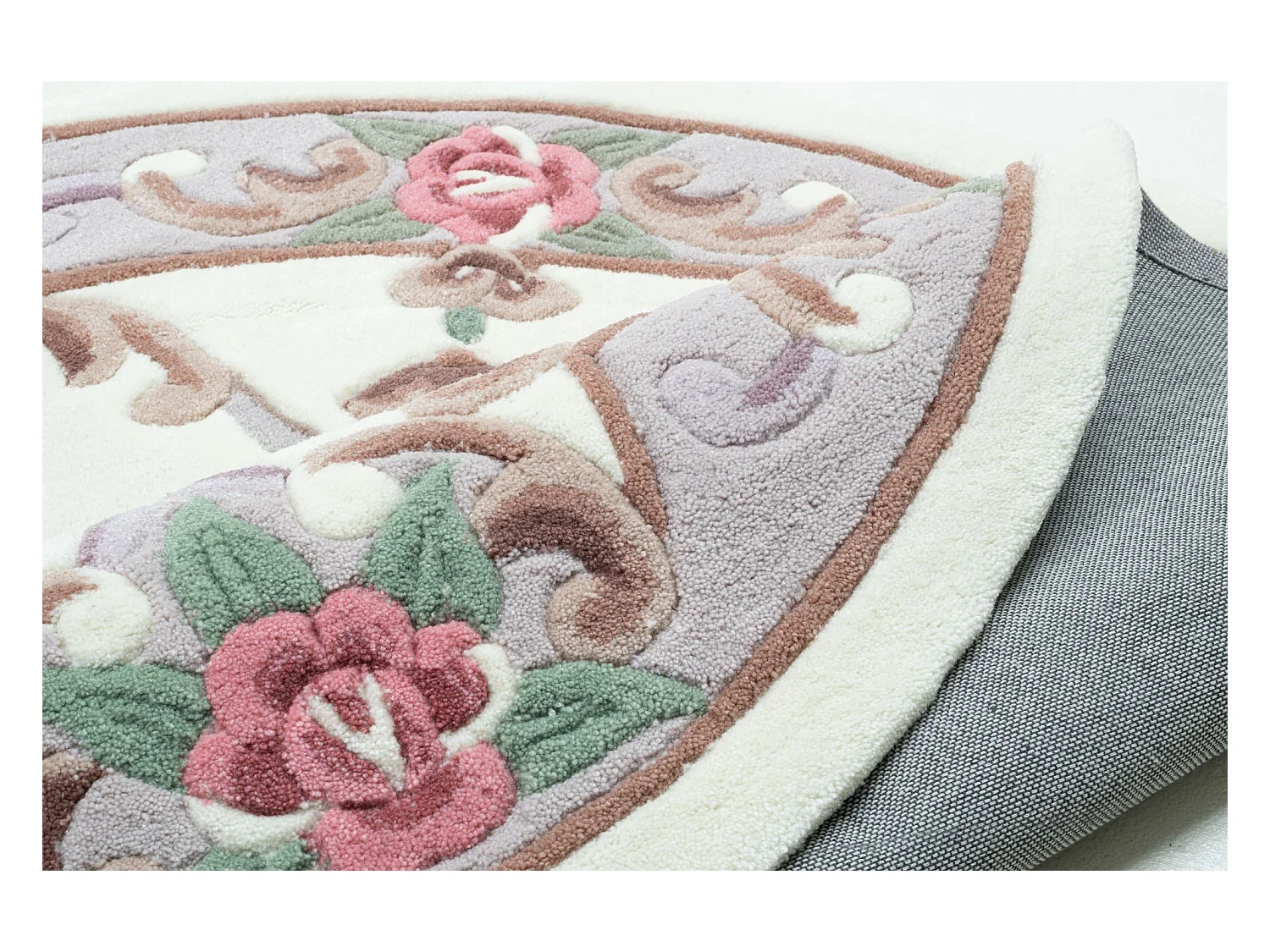 Tapis tufté à la main avec bordure, style Aubusson  150x150 cm beige Ming