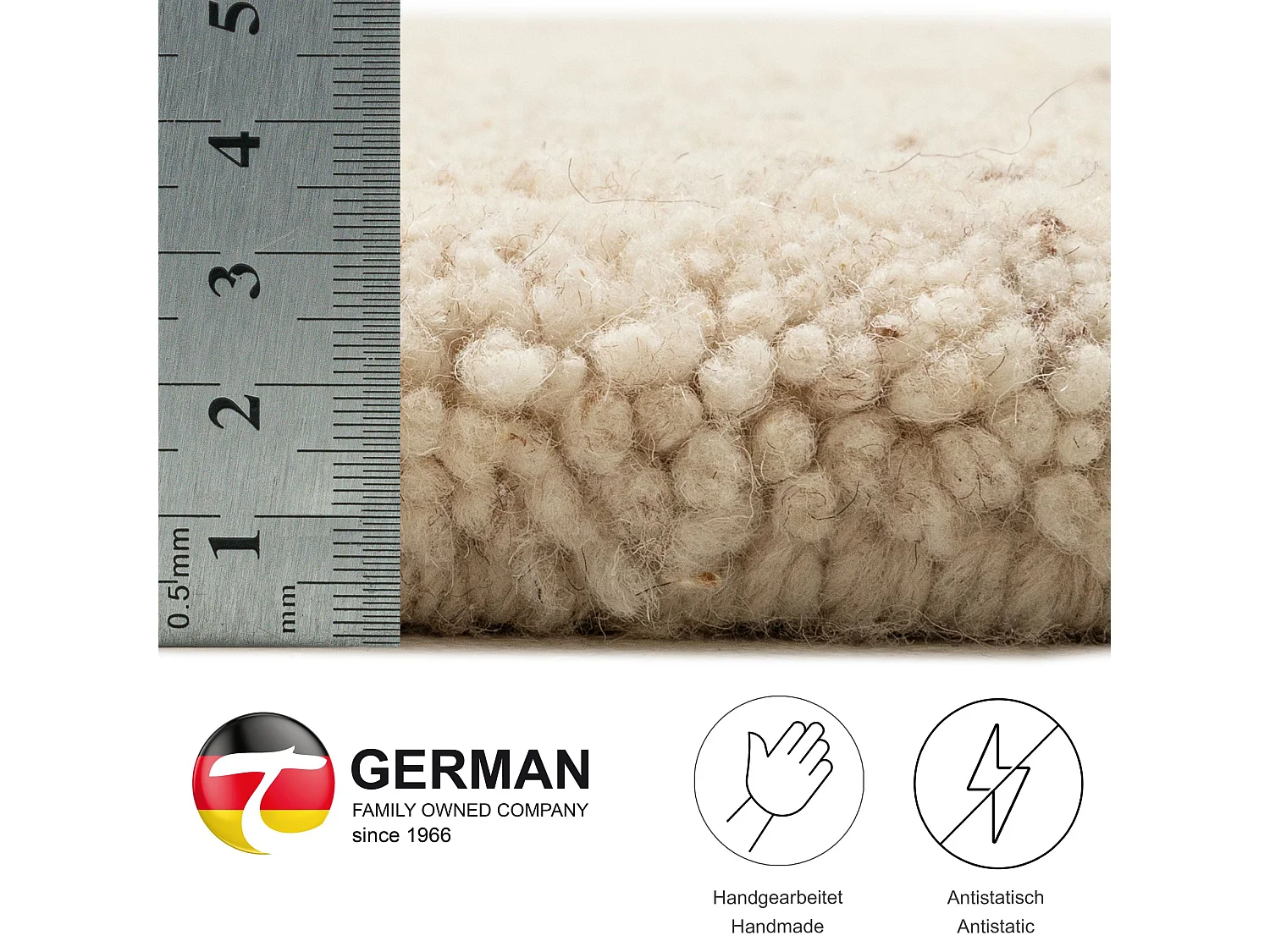 Tapis berbère noué à la main en laine  250x350 cm jaspe Taza Royal