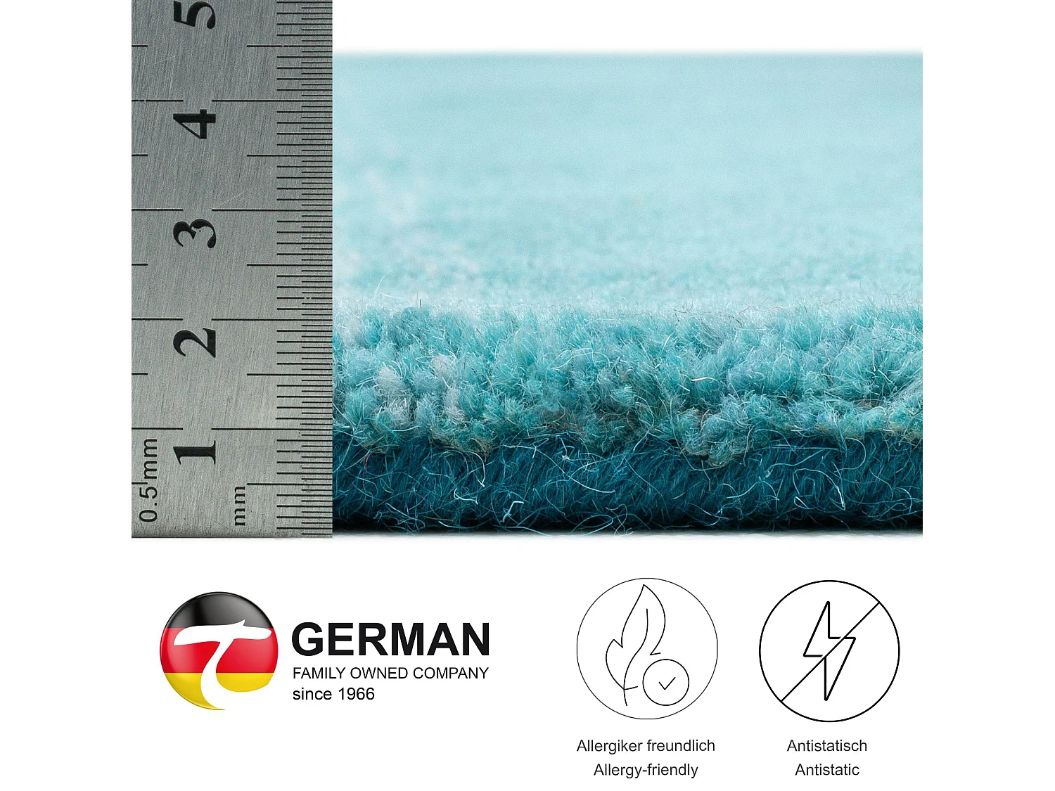 Tapis en laine avec dégradé de couleurs 190x290 cm turquoise Wool Comfort