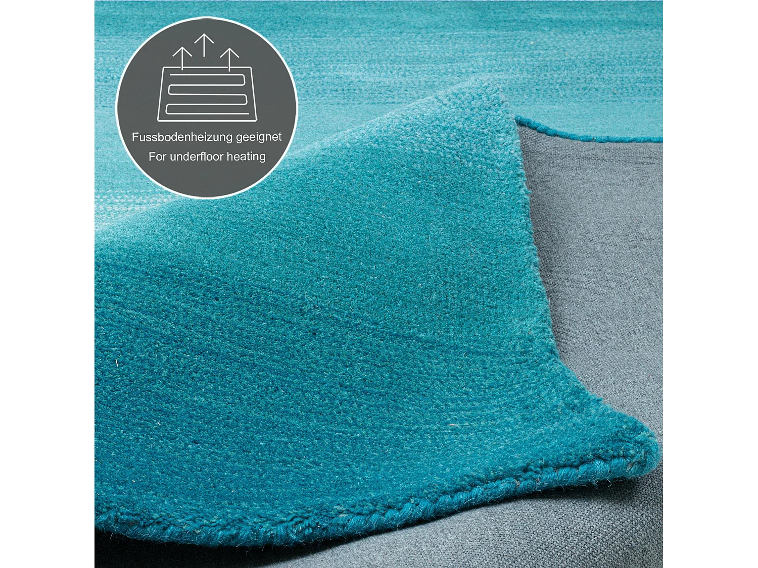 Tapis en laine avec dégradé de couleurs 190x290 cm turquoise Wool Comfort