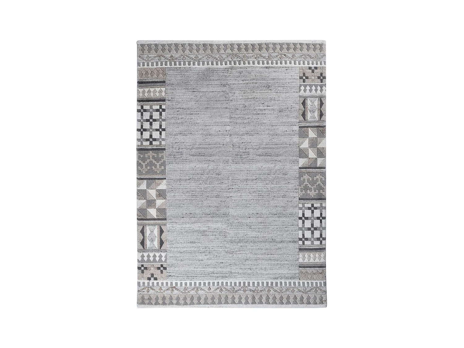 Handgeknüpfter Wollteppich 90x160 cm Natur Grau Nakarta