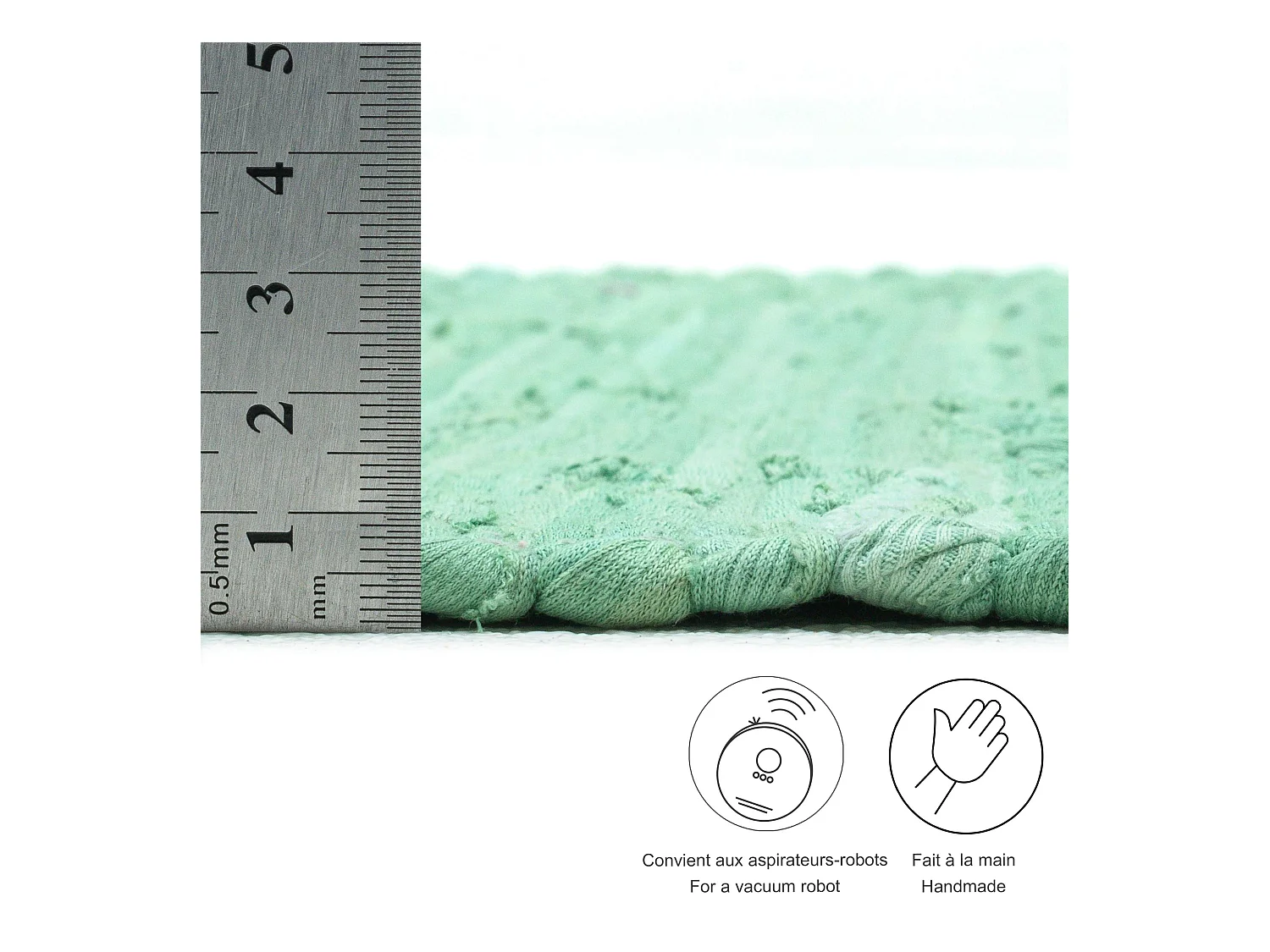 Tapis en coton tissé à la main et réversible 70x140 cm menthe Happy Cotton