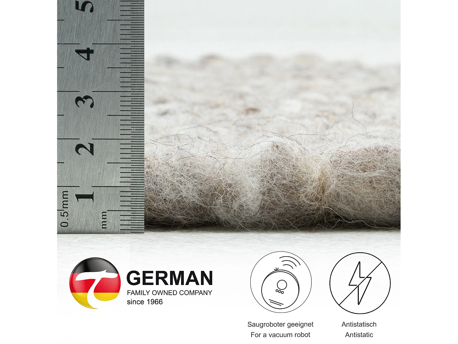 Tapis en laine tissé à la main réversible 70x130 cm sable multi Alm-Glück