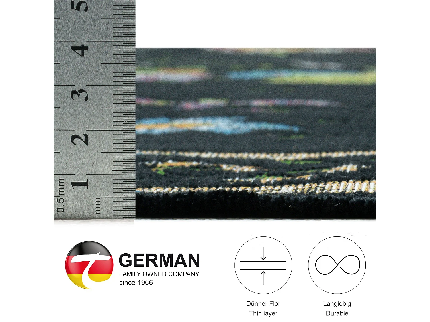 Teppich mit Bordüre und Blumenmuster 140x200 cm Schwarz Flomi