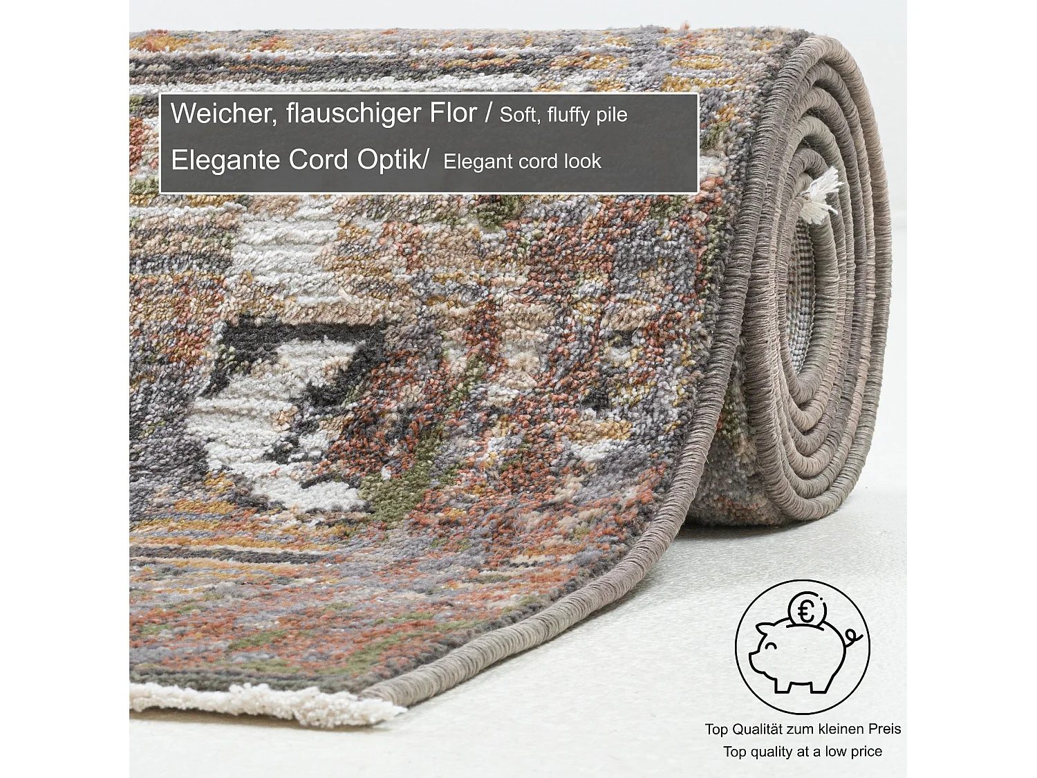 Tapis à tissage plat au look vintage  240x290 cm beige multi Corduletta