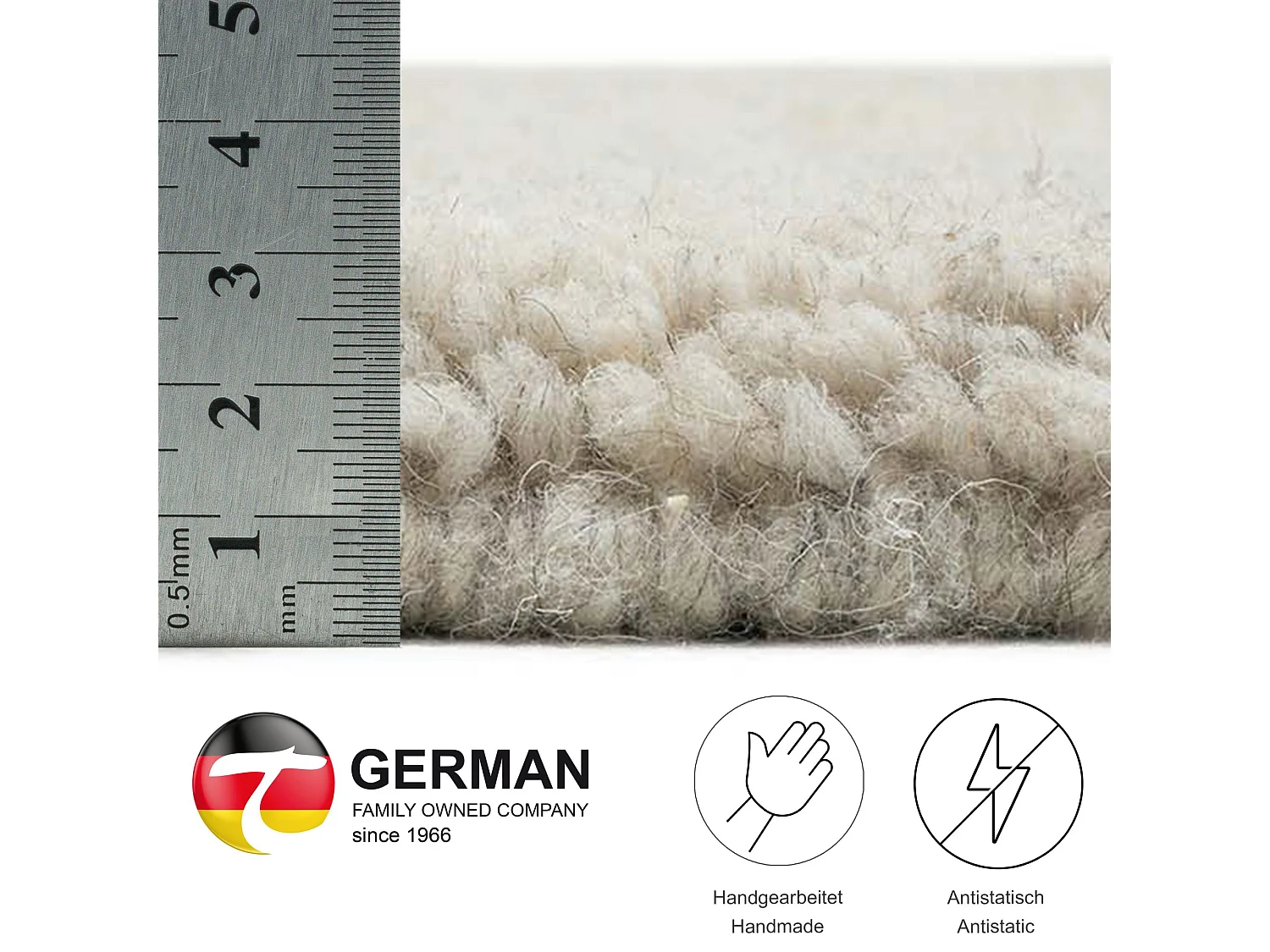 Tapis berbère noué à la main en laine 70x140 cm sable Hadj