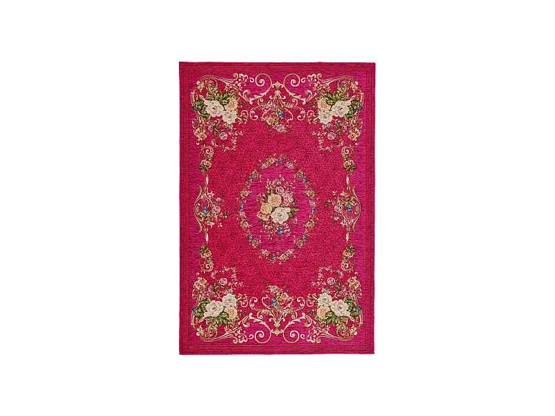 Tapis avec bordure et motif floral 70x120 cm roses Flomi