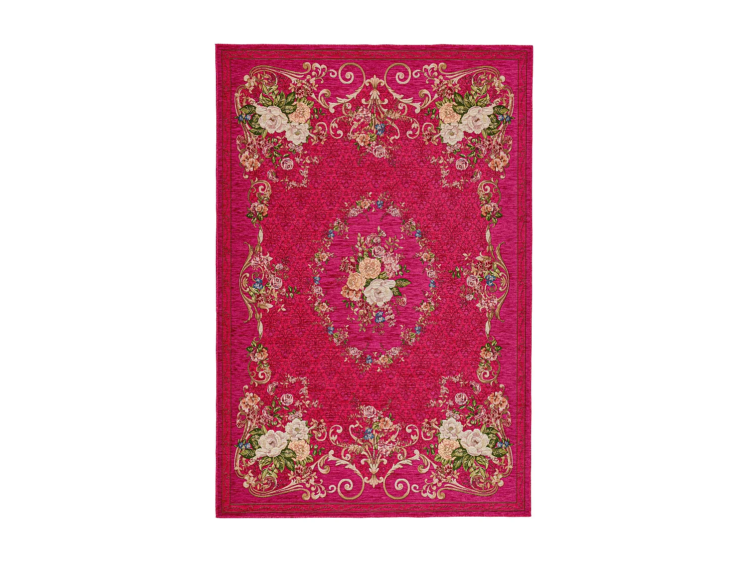 Teppich mit Bordüre und Blumenmuster 70x120 cm Pink Flomi