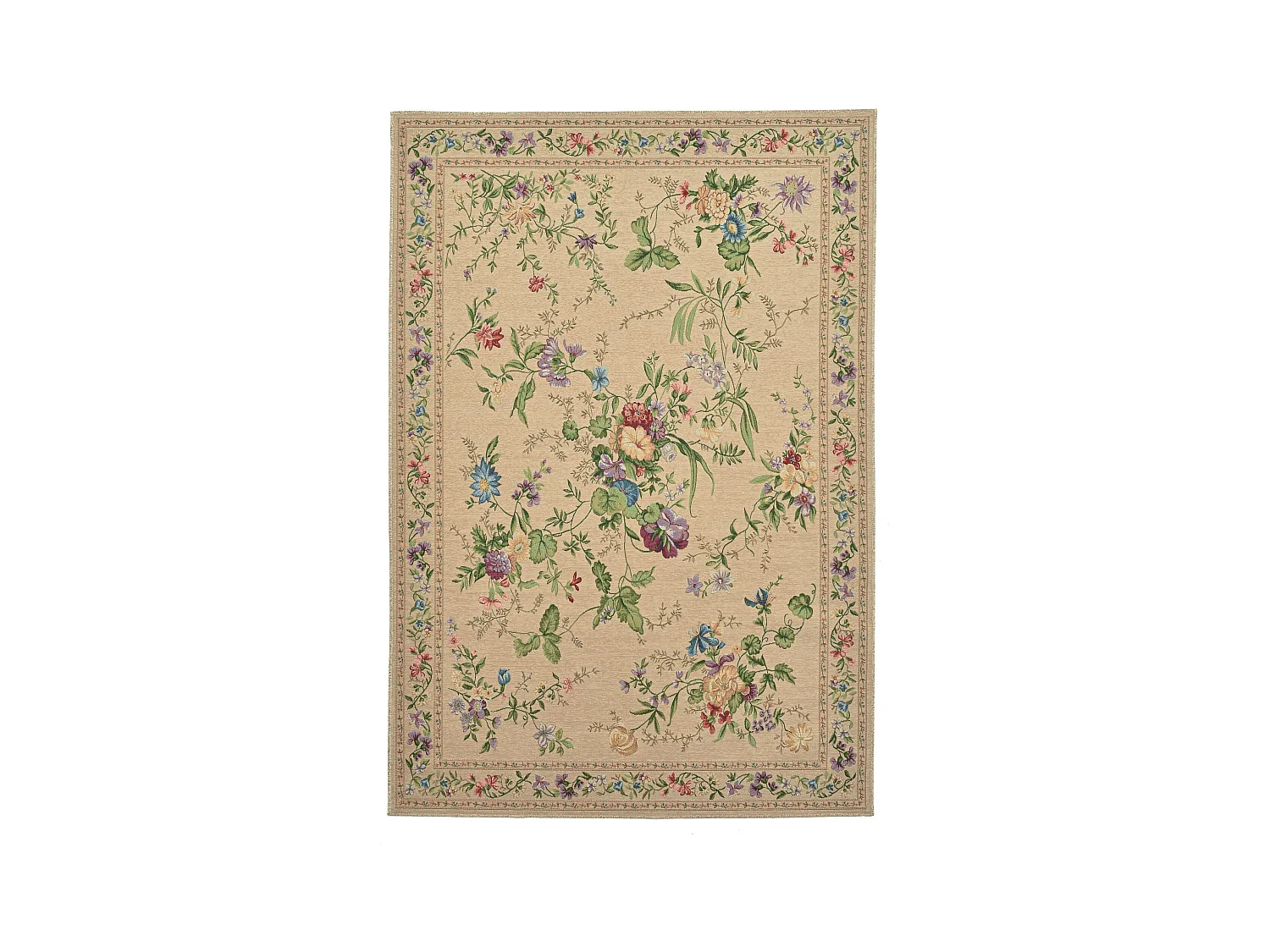 Tapis avec bordure et motif floral 60x90 cm beige Flomi