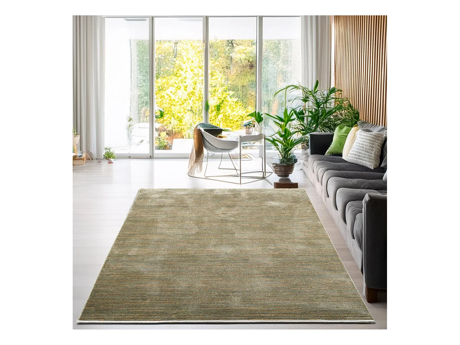 Flachgewebeteppich in Kort-Optik 240x290 cm Grün Corduletta