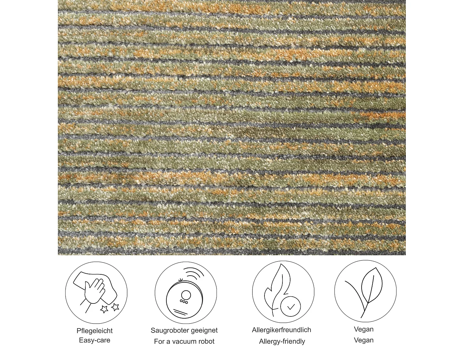 Tapis à tissage plat aspect court 240x290 cm vert Corduletta