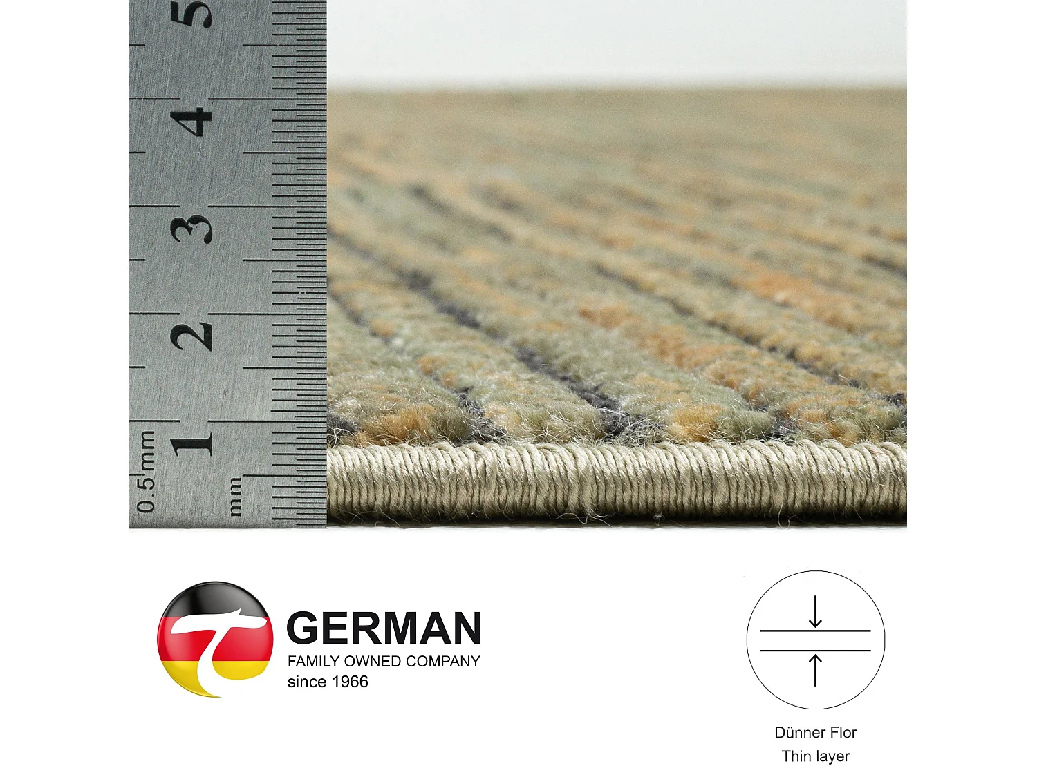 Tapis à tissage plat aspect court 240x290 cm vert Corduletta