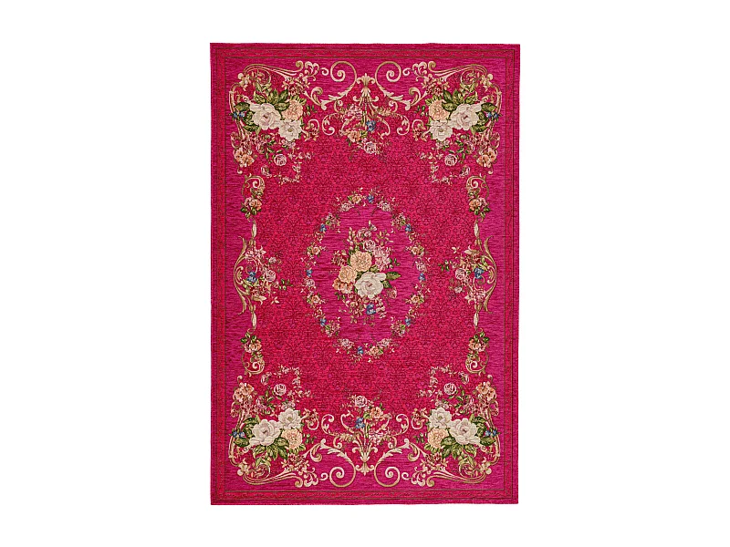 Tapis avec bordure et motif floral 200x290 cm roses Flomi