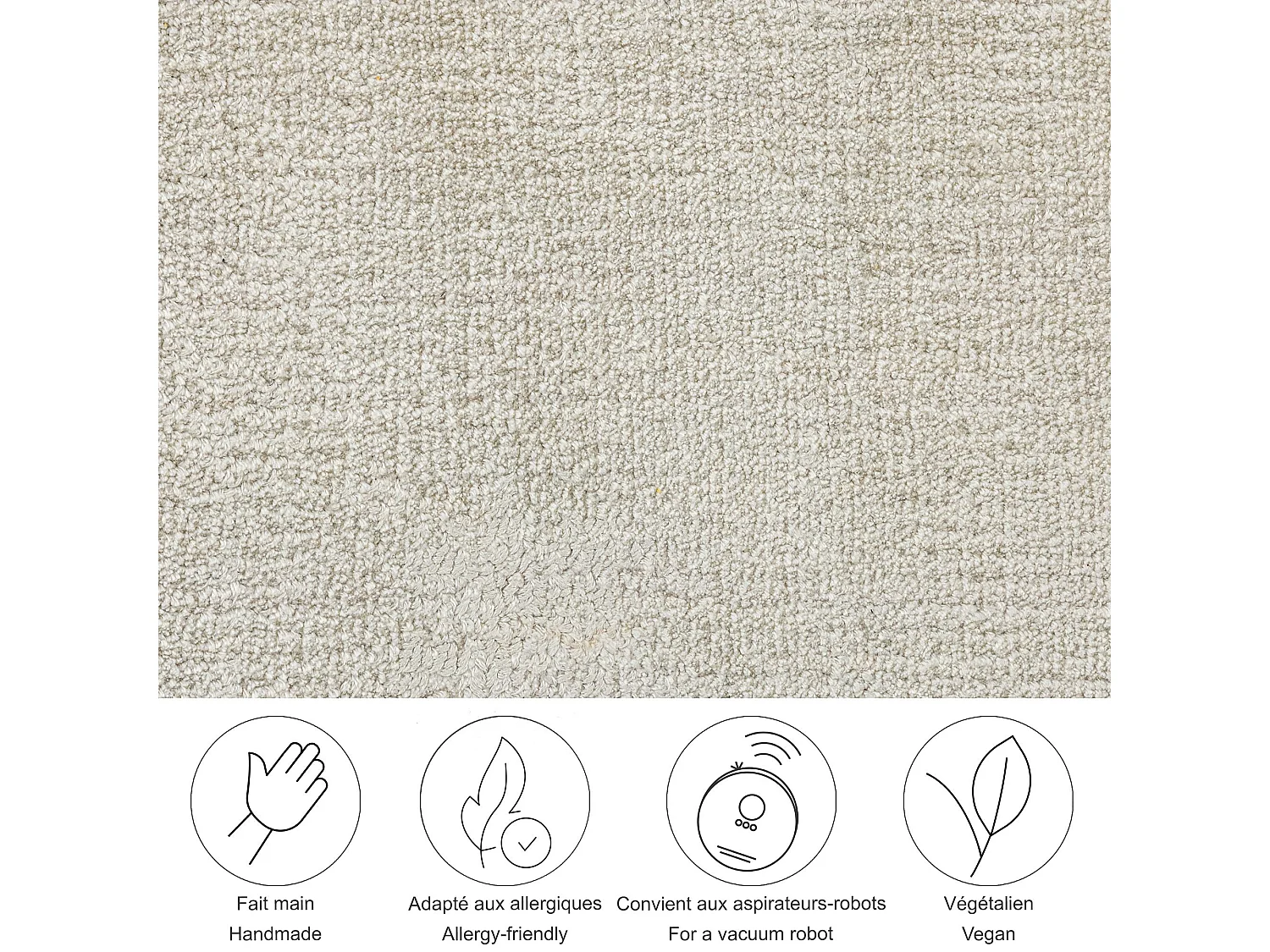 Tapis tissé à la main en viscose90x160 cm crème Star