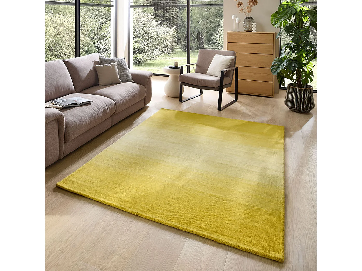 Tapis en laine avec dégradé de couleurs 70x140 cm jaune Wool Comfort