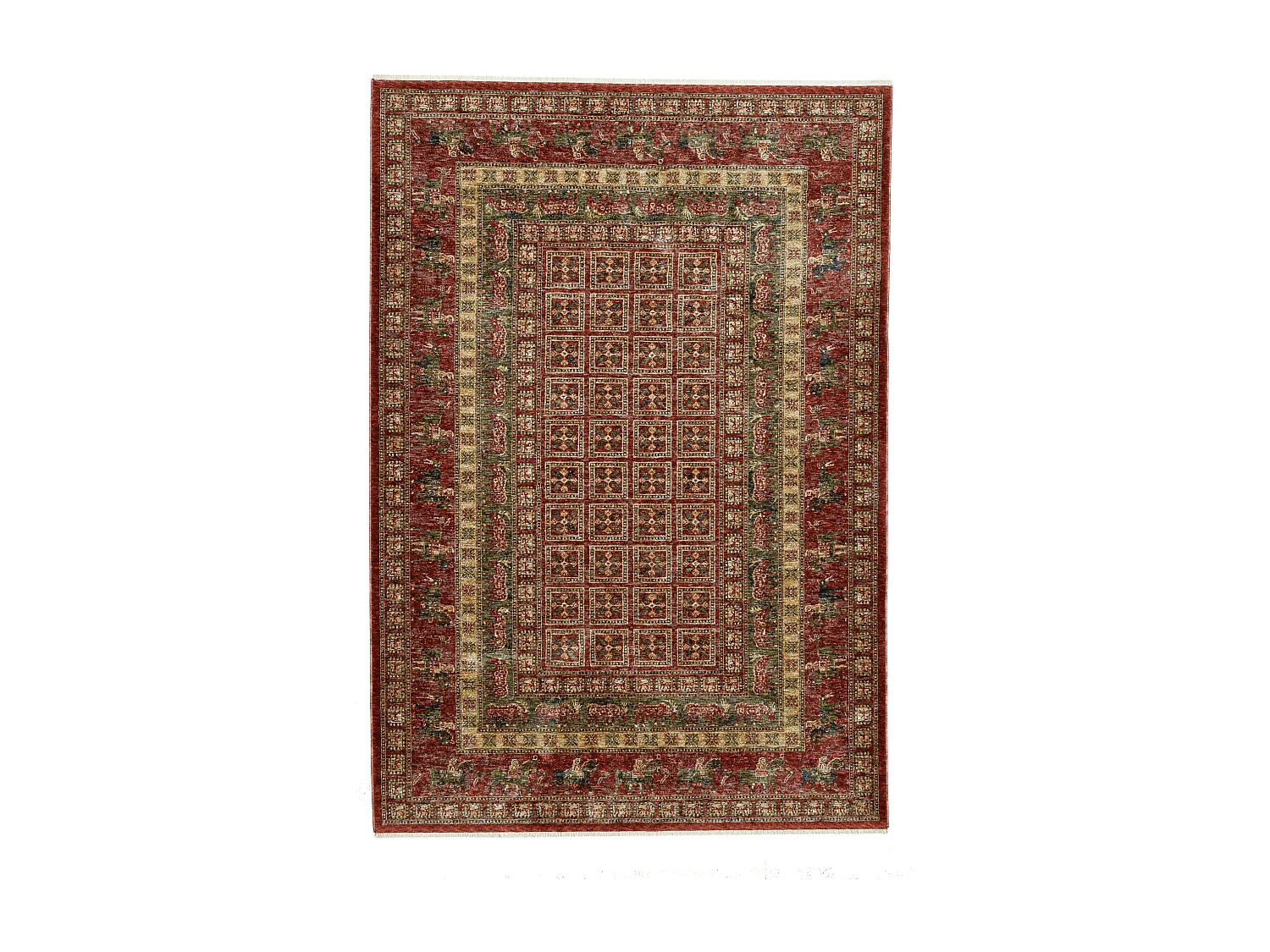 Tapis à bordure de style oriental  240x290 cm rouge multi Beatrice