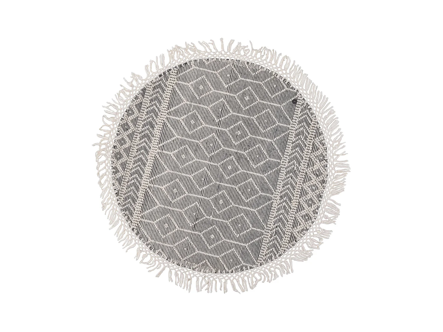 Handgewebter Teppich im Ethno Design 140x140 cm Grau Colored Macrame