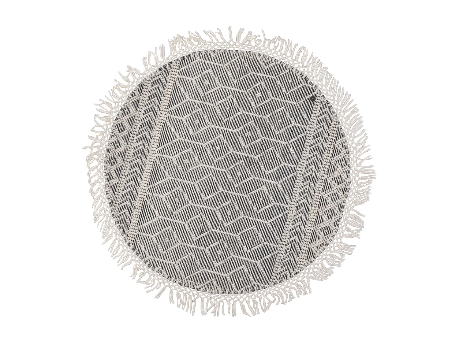 Tapis tissé à la main au design ethnique  140x140 cm gris Colored Macrame