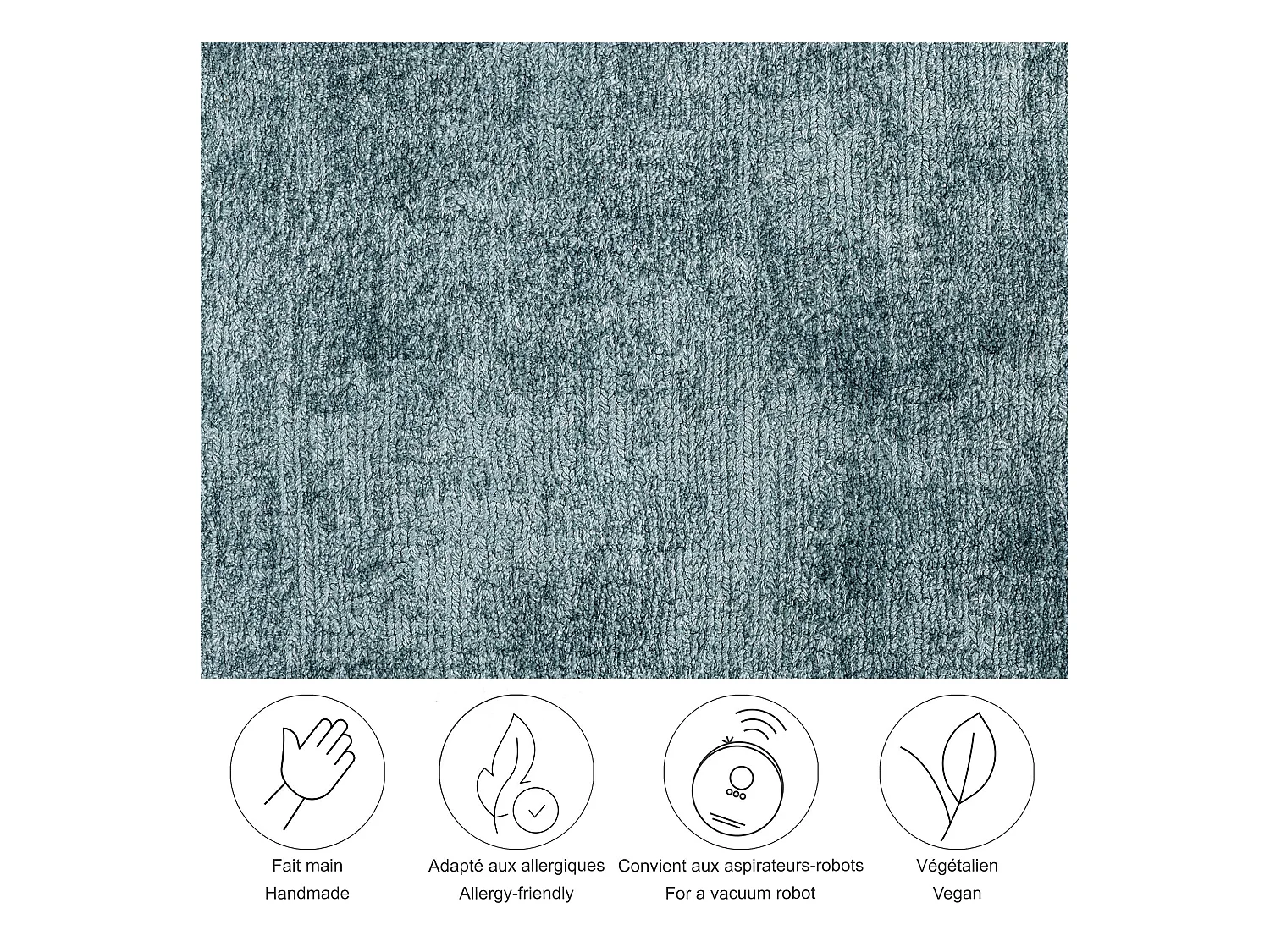 Tapis tissé à la main en viscose70x140 cm turquoise clair Star