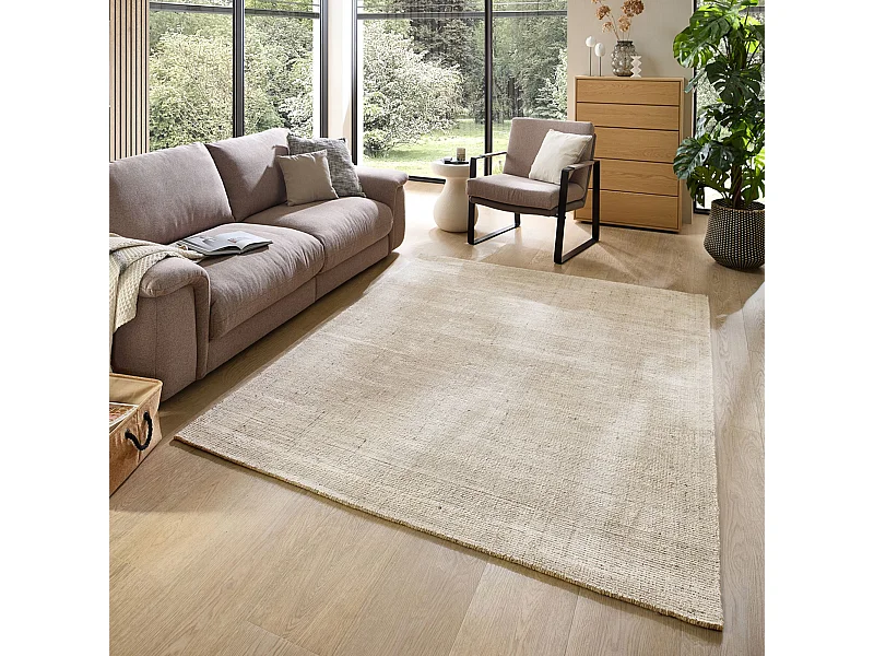 Tappeto UNI a righe in viscosa e lana 190x290 cm beige Venus