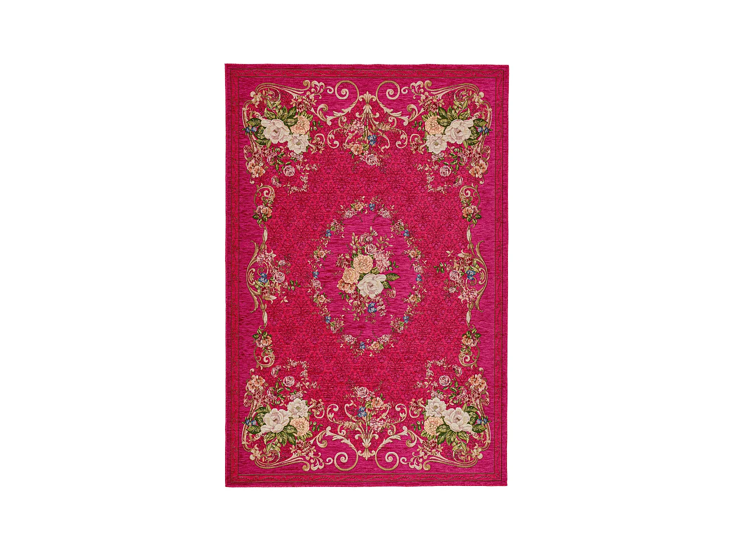 Teppich mit Bordüre und Blumenmuster 80x150 cm Pink Flomi