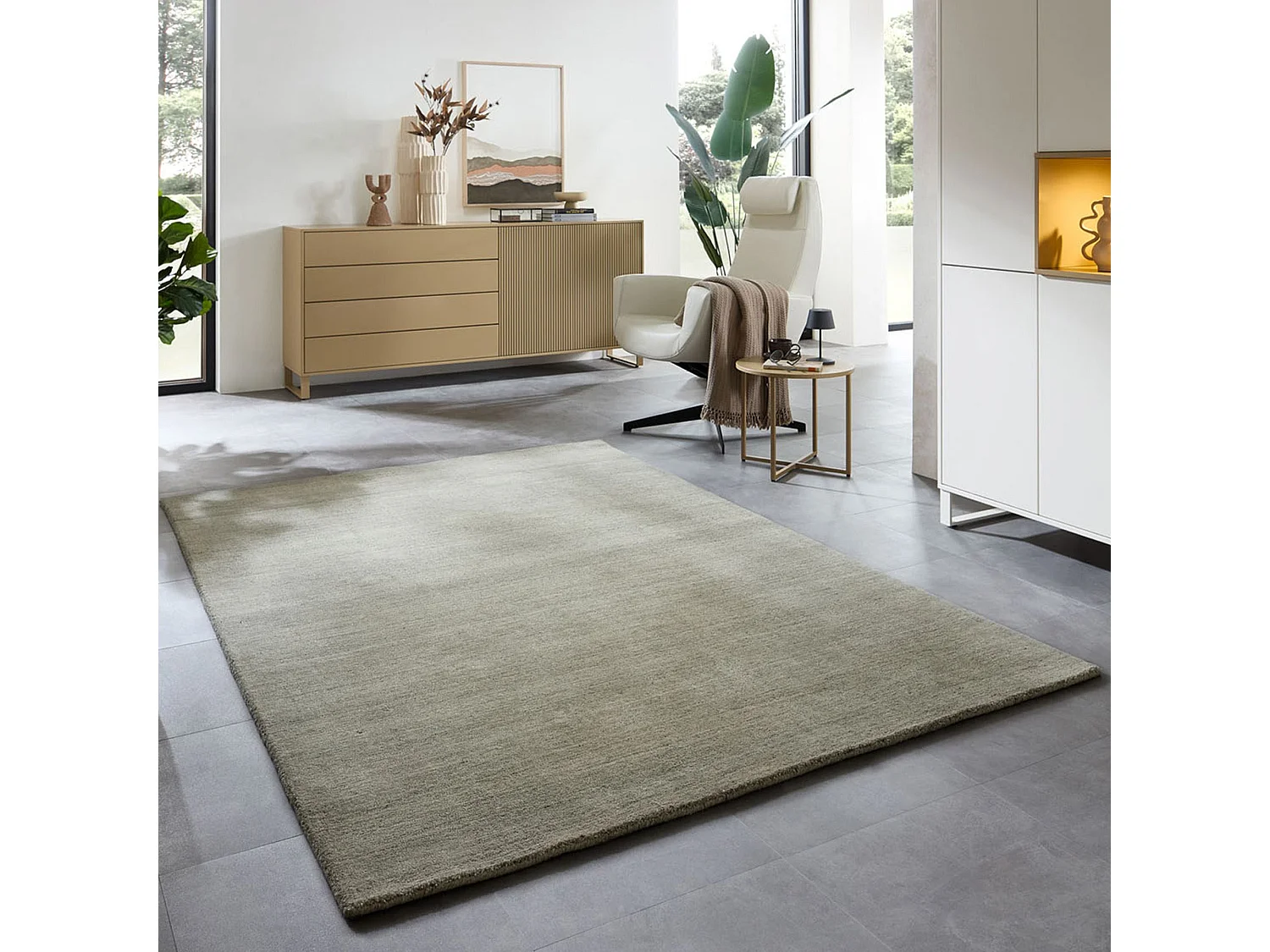 Handgeweven tapijt van wol en viscose 140x200 cm groen Sandiego