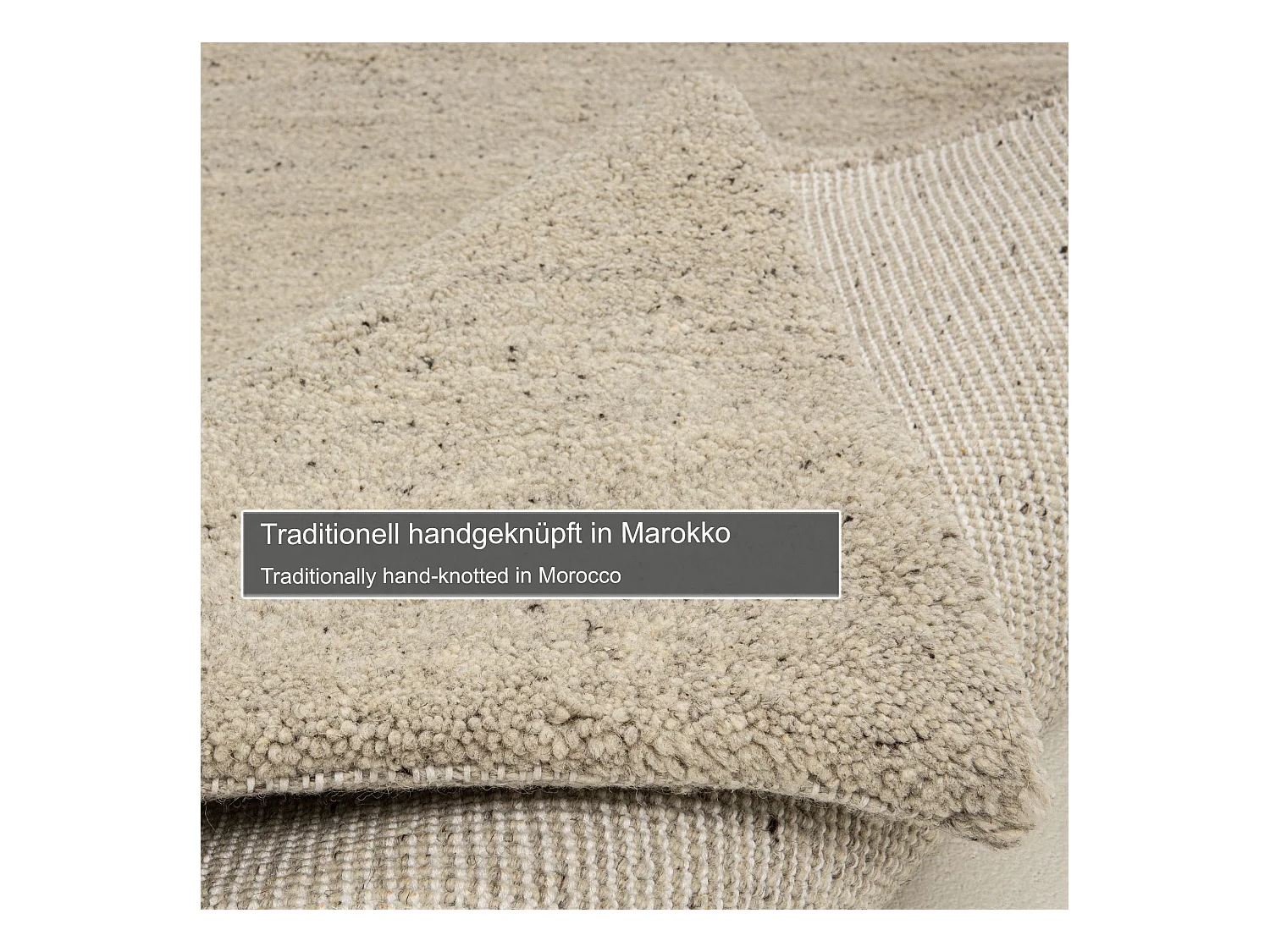 Tapis berbère noué à la main en laine  70x140 cm sable Taza Royal