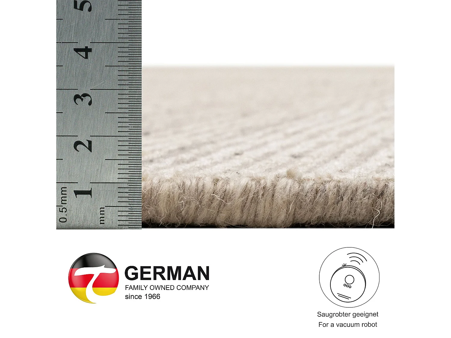 Alfombra UNI a rayas de viscosa y lana 170x240 cm Beige Venus