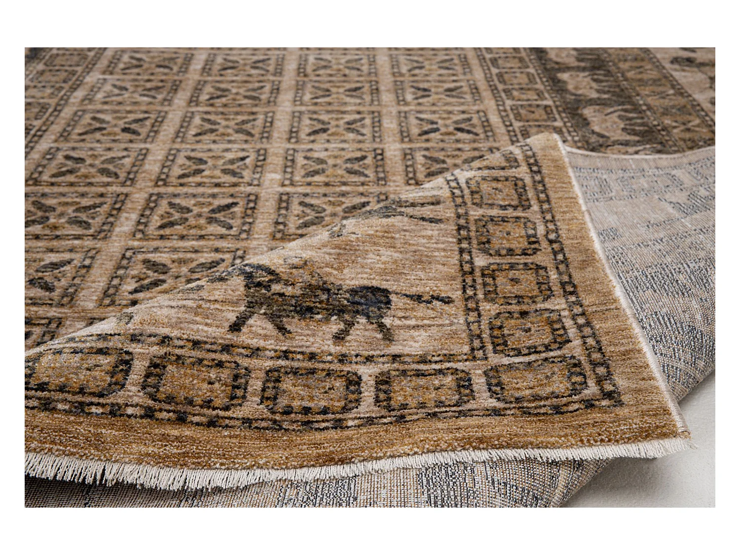 Bordürenteppich im Orient Stil 40x60 cm Beige Multi Beatrice