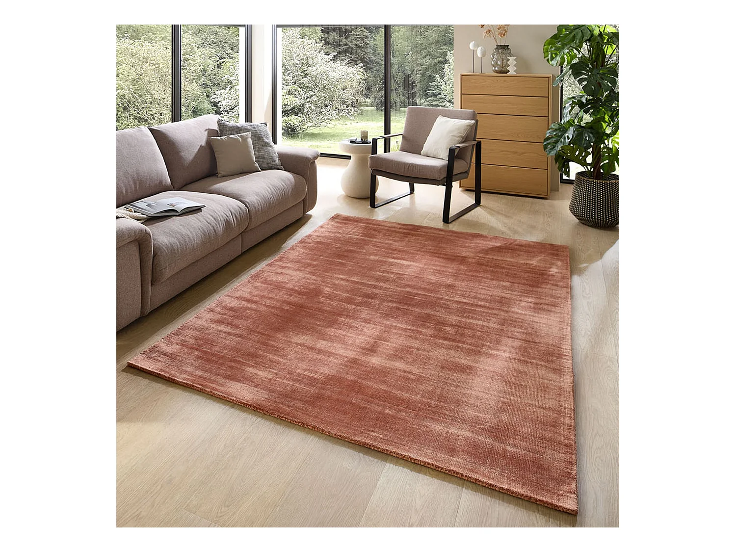 Handgeweven tapijt van viscose 90x160 cm koper Star