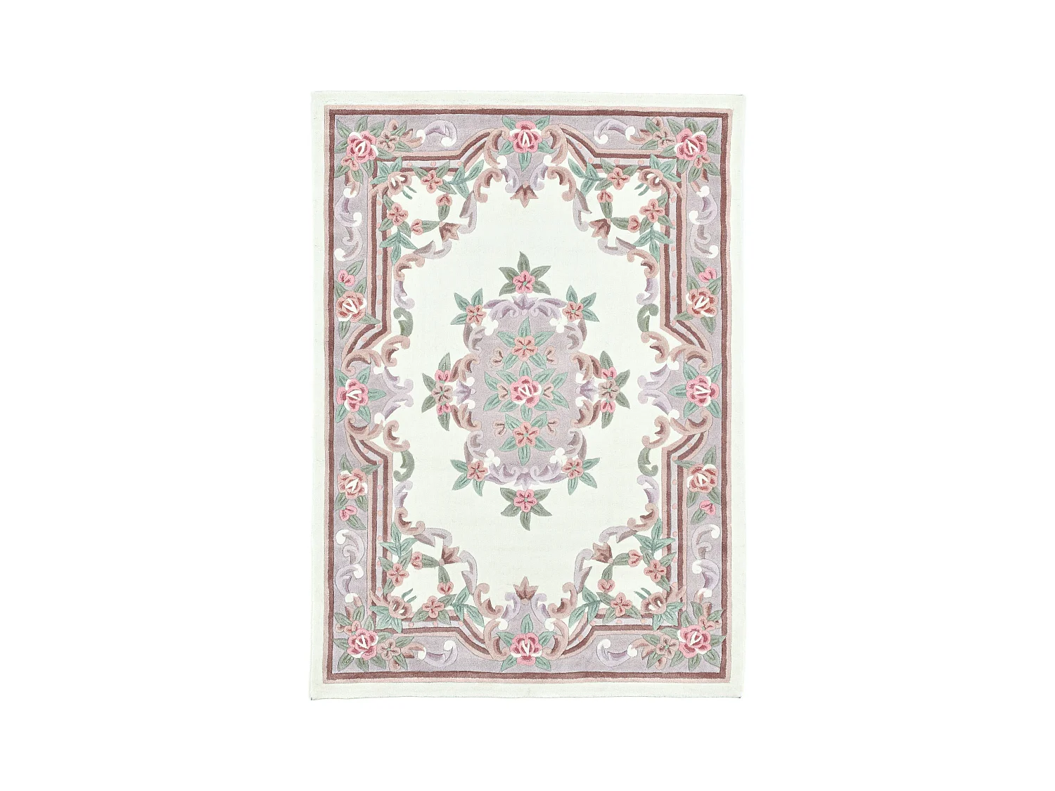 Tapis tufté à la main avec bordure, style Aubusson  60x90 cm beige Ming