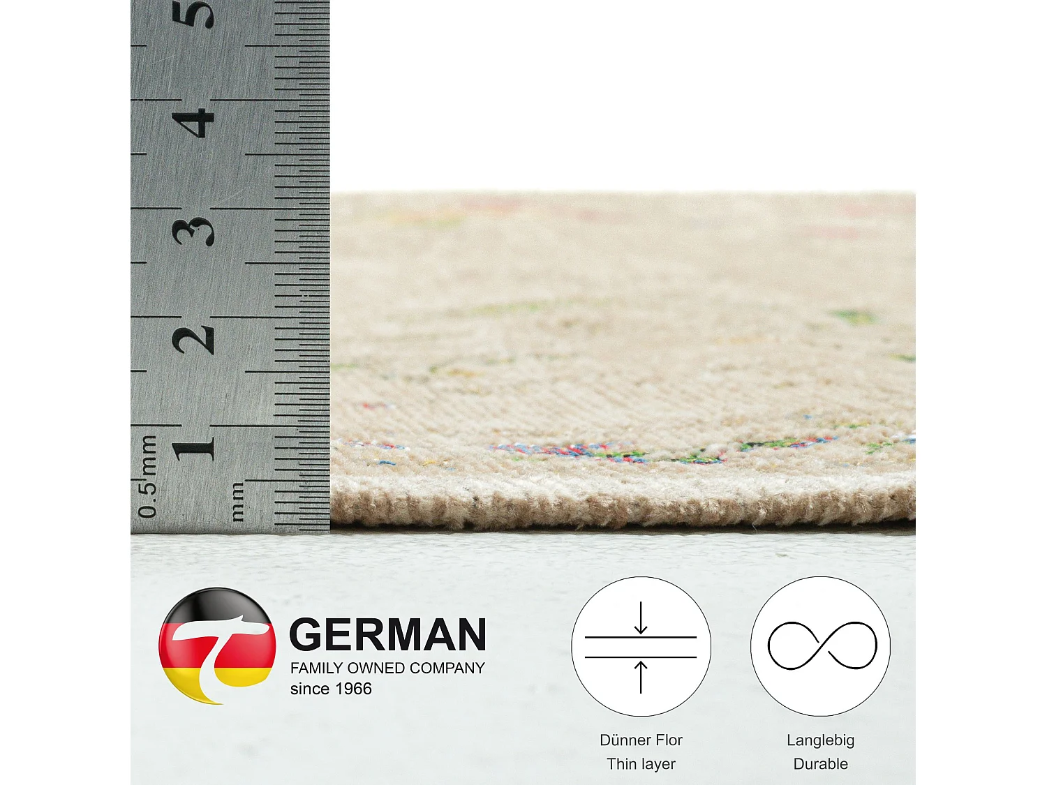 Teppich mit Bordüre und Blumenmuster 240x330 cm Beige Flomi