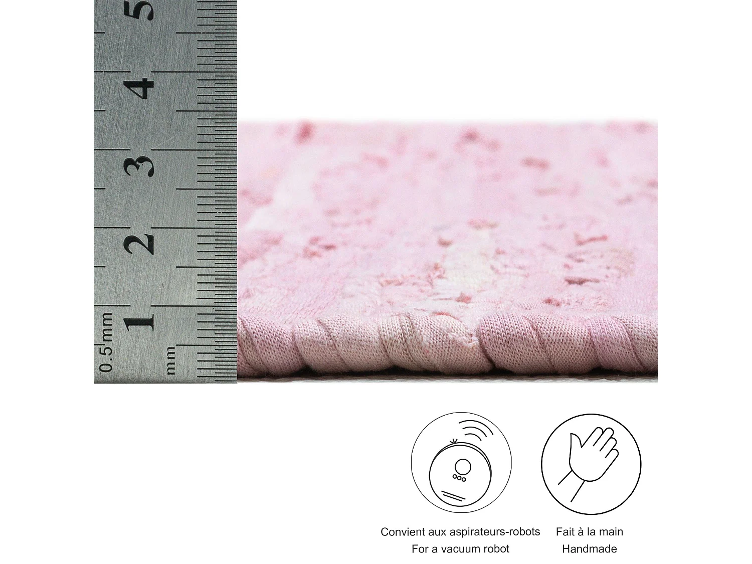 Katoenen tapijt, handgeweven en omkeerbaar 90x160 cm roze Happy Cotton