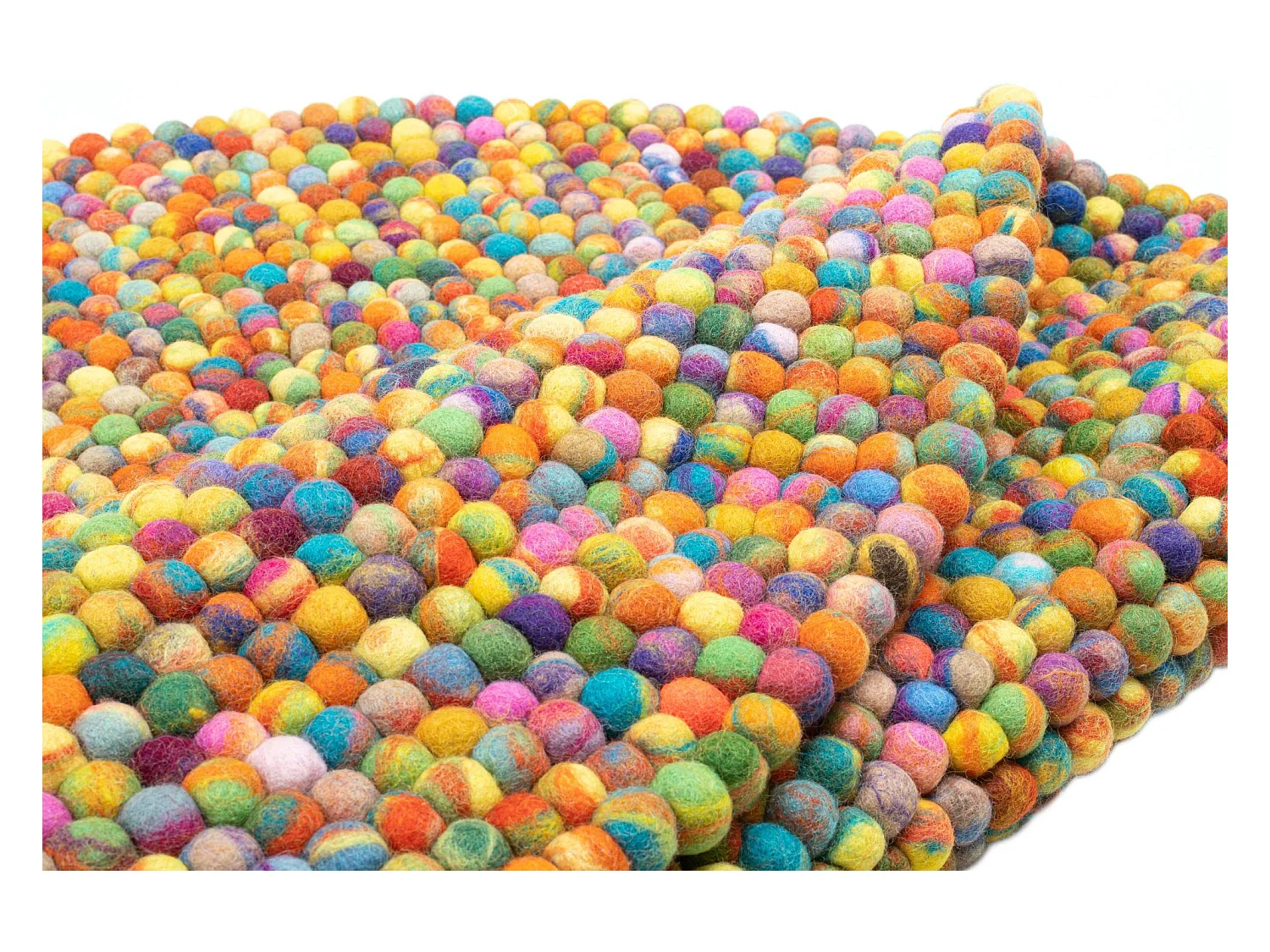 Tapis en boules de feutre fait main 120x120 cm multicolor Felty 2.2