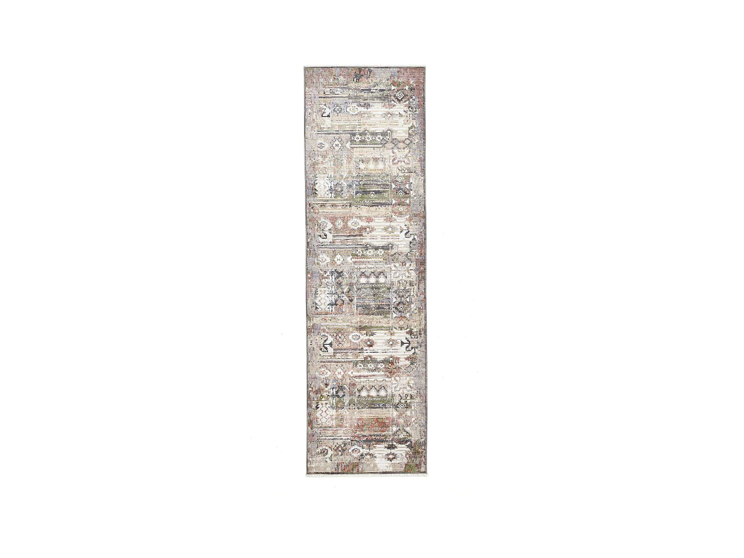 Tappeto a trama piatta in stile vintage 80x280 cm beige multi Corduletta