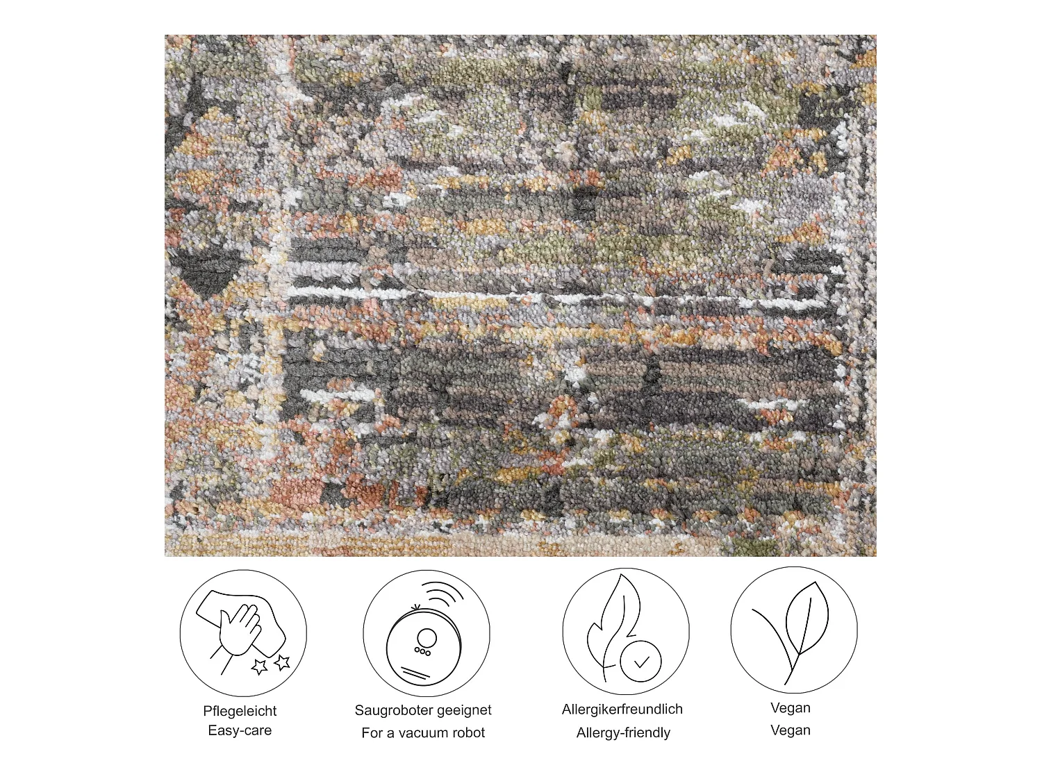 Tappeto a trama piatta in stile vintage 80x280 cm beige multi Corduletta