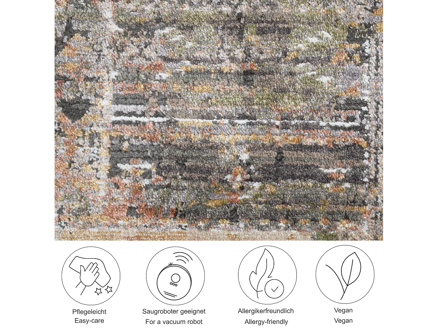 Tapis à tissage plat au look vintage  80x280 cm beige multi Corduletta