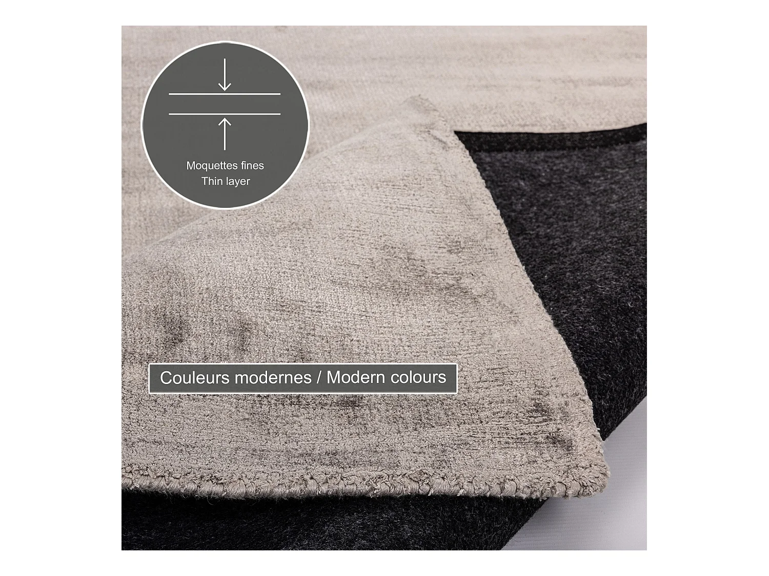 Handgewebter Teppich aus Viskose 70x140 cm Grau Star