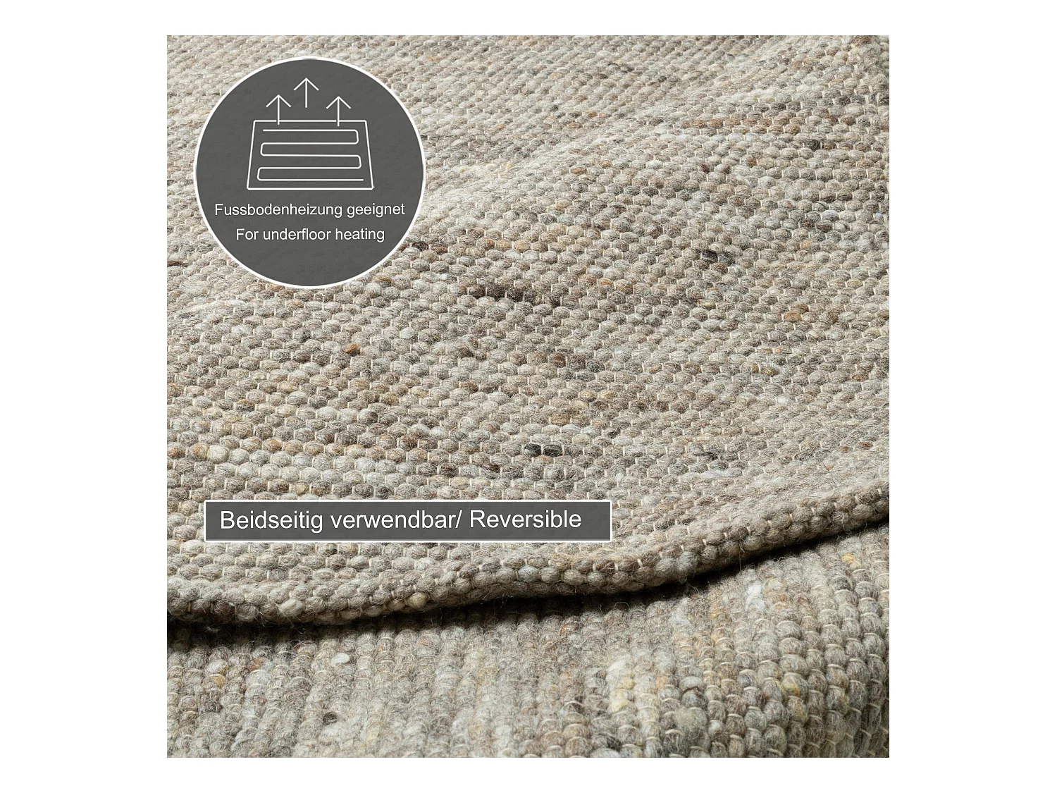 Handgewebter wendbarer Wollteppich 90x160 cm Braun Multi Alpen