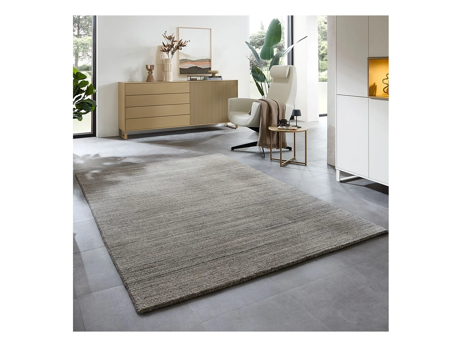 Tapis tissé à la main en laine et viscose 140x200 cm gris Sandiego