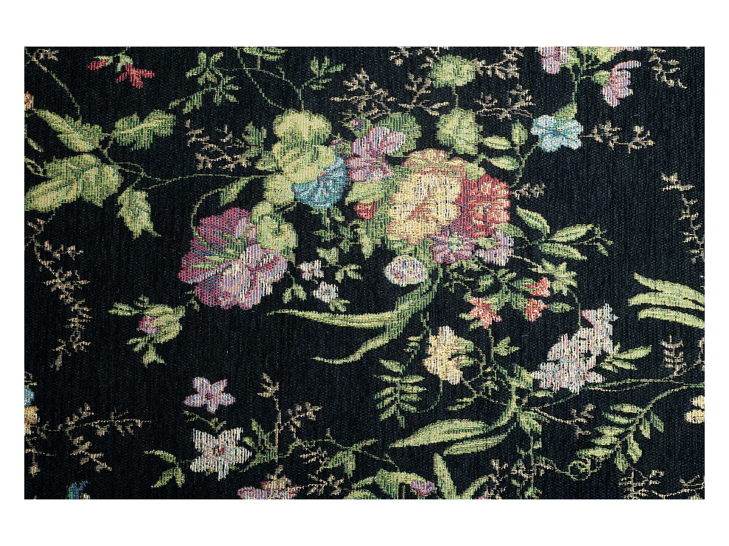 Tapis avec bordure et motif floral 70x400 cm noir Flomi