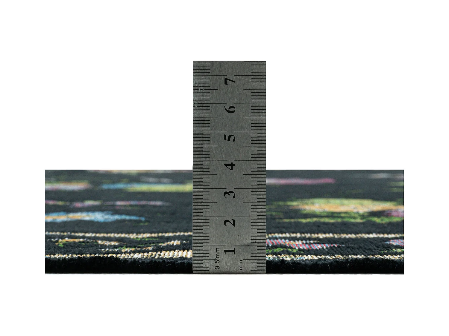 Tapis avec bordure et motif floral 70x400 cm noir Flomi