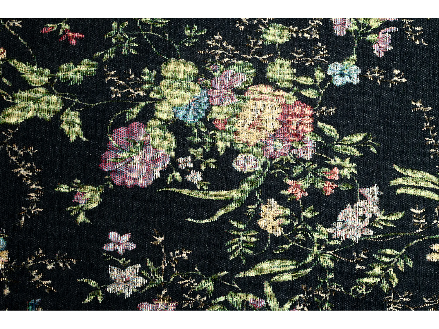 Tappeto con bordi e motivi floreali 70x400 cm nero Flomi