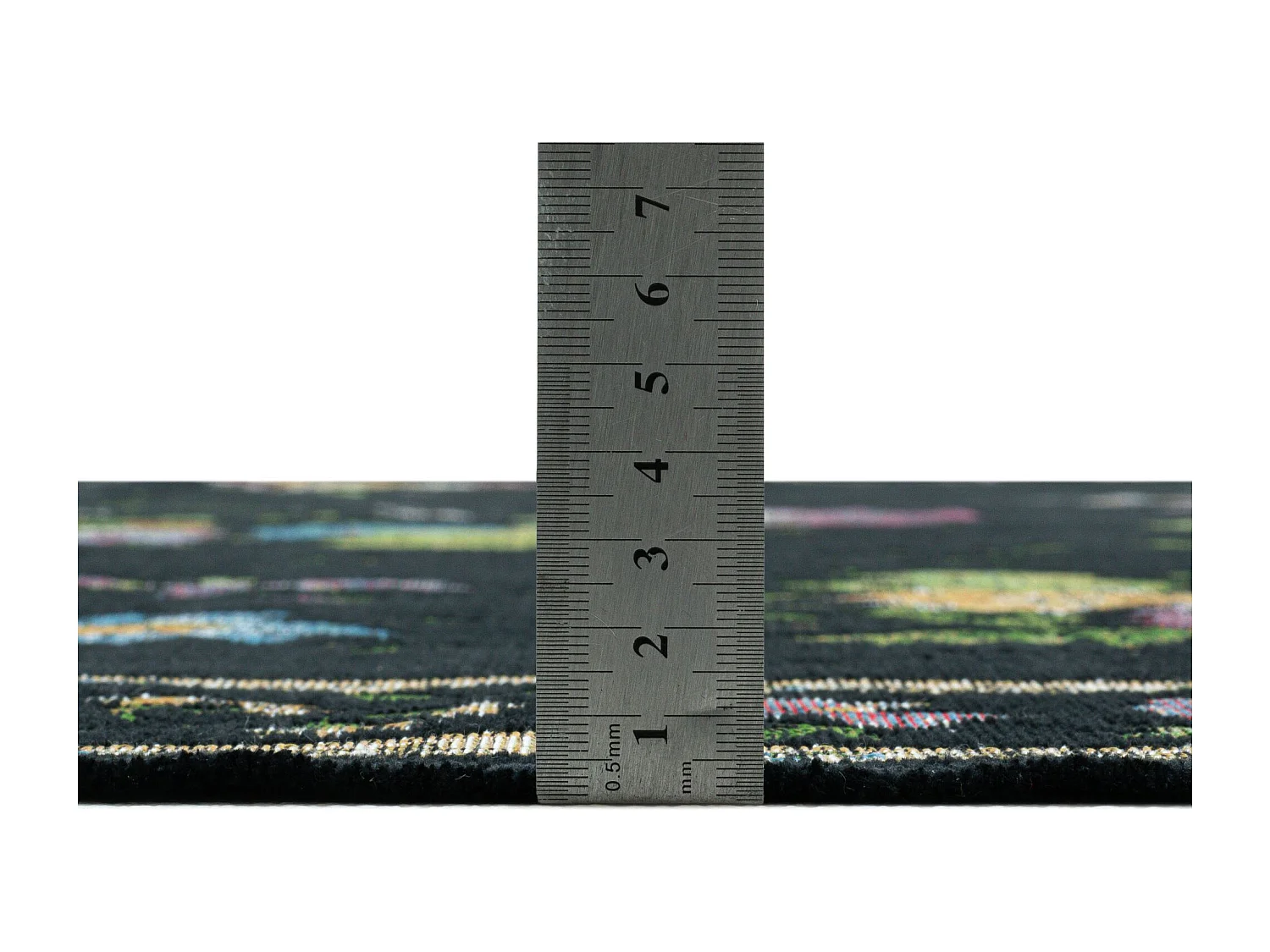 Tappeto con bordi e motivi floreali 70x400 cm nero Flomi